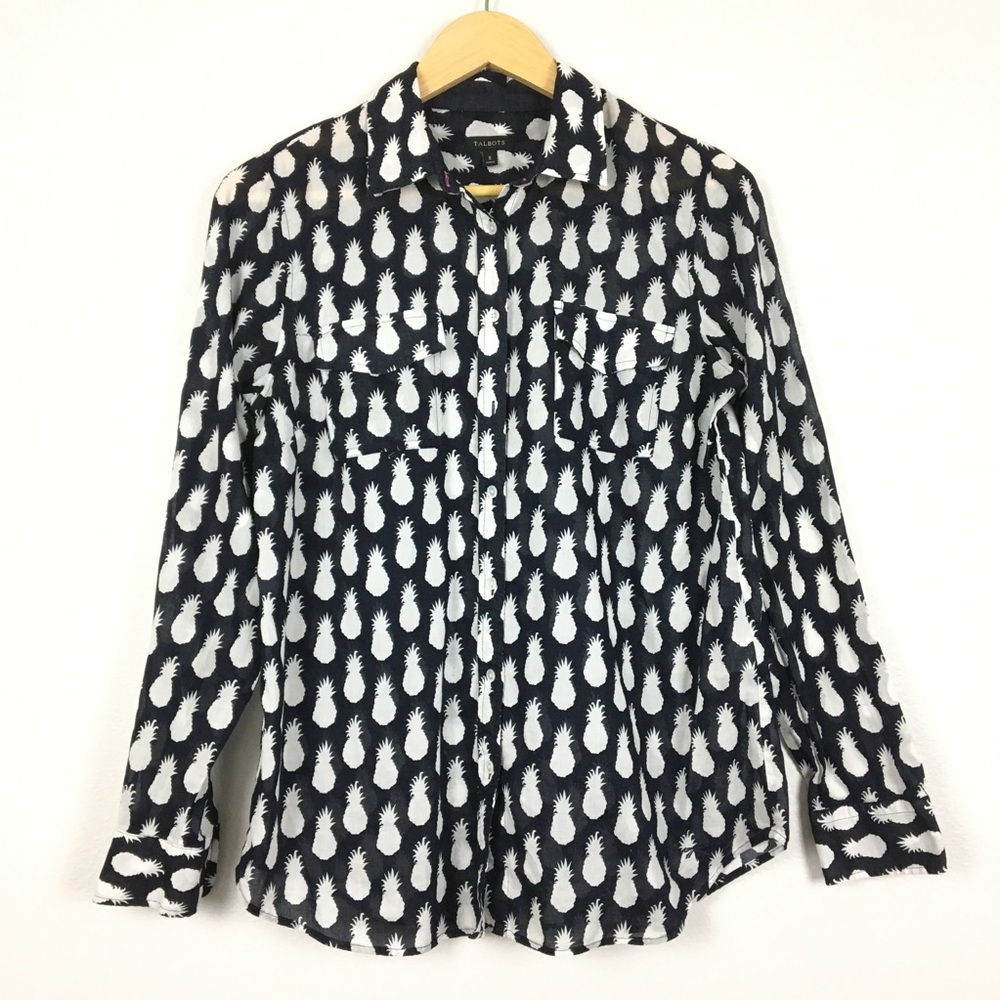 Talbots Pineapple Button Down Shirt S - image 2